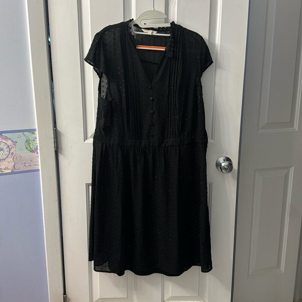 ModCloth, 1X, sheer black, cap sleeves, midi dress. Never worn.